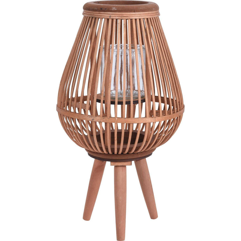 Lampion bambusowy na nóżkach, Ø 28 cm, brązowy
