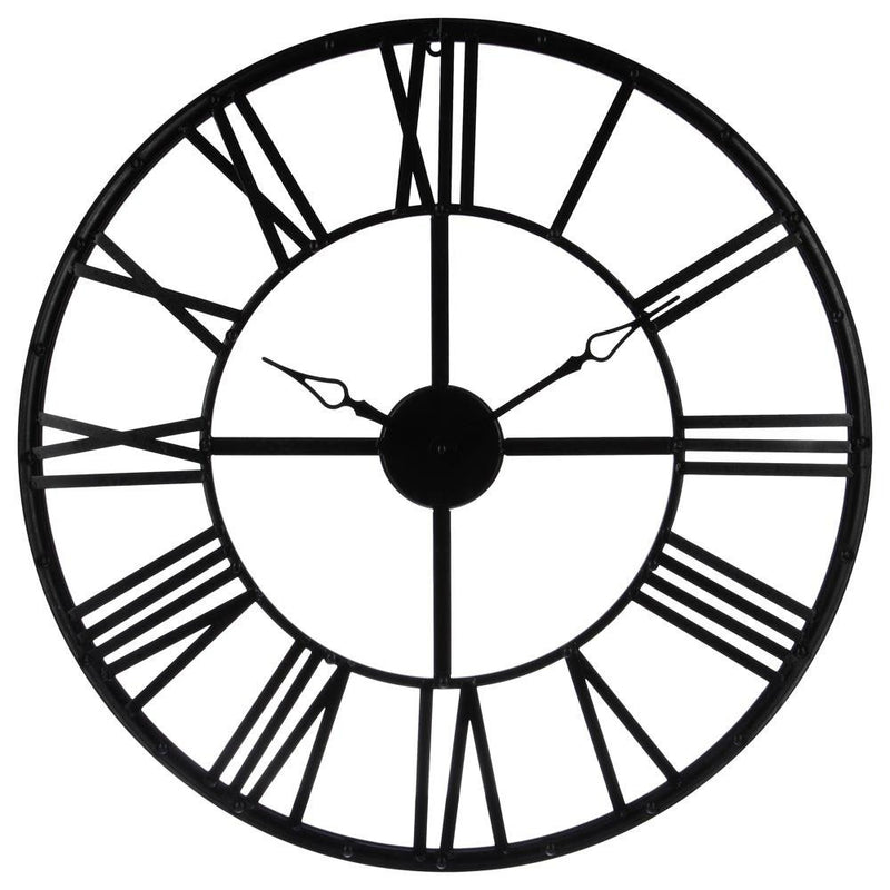 OUTLET Czarny zegar na ścianę 70 cm, metalowy