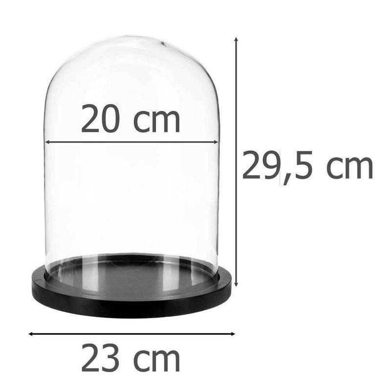 Szklana kopuła, Ø 23 cm, czarna podstawa