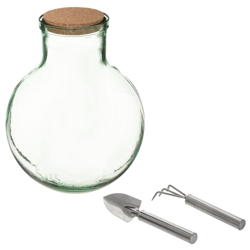 Słój szklany z korkiem, Ø 24 cm, z łopatką i grabkami