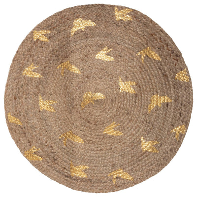 Dywan z juty okrągły, Ø 80 cm, złoty wzór