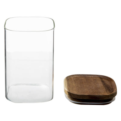 Pojemnik szklany z pokrywką z drewna akacjowego, 1 L