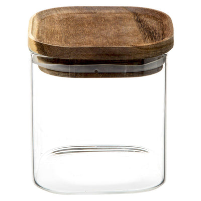 Pojemnik szklany z pokrywką z drewna akacjowego, 0,6 L