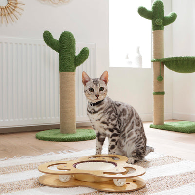 Zabawka interaktywna dla kota, 45 x 25 cm, z drapakiem i piłeczkami