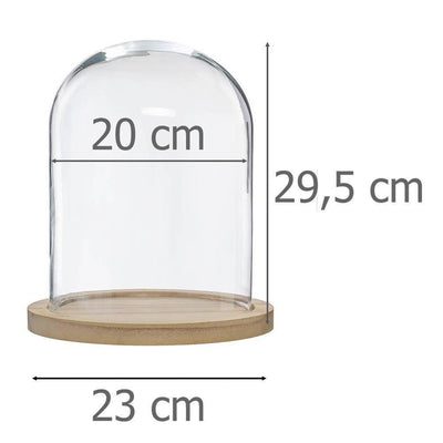 Szklana kopuła, Ø 23 cm, na drewnianej podstawie