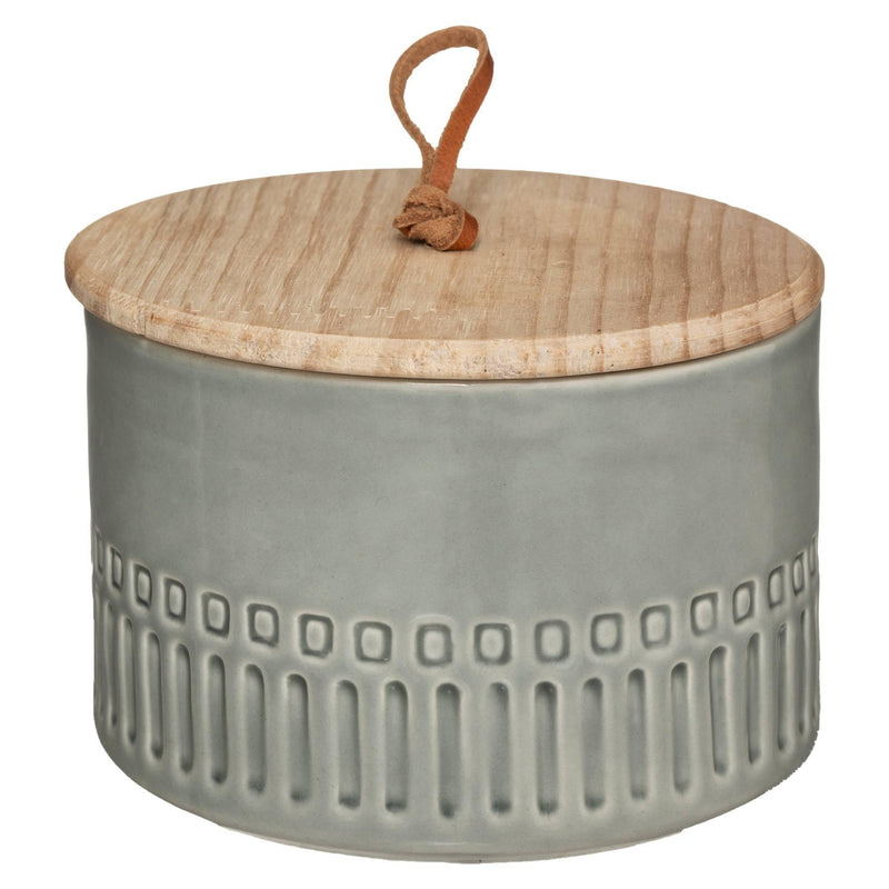 Pojemnik ceramiczny z pokrywką, Ø 13,5 cm, szary