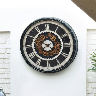 Zegar ścienny duży CHARLEY, Ø 76 cm, z ozdobnym mechanizmem