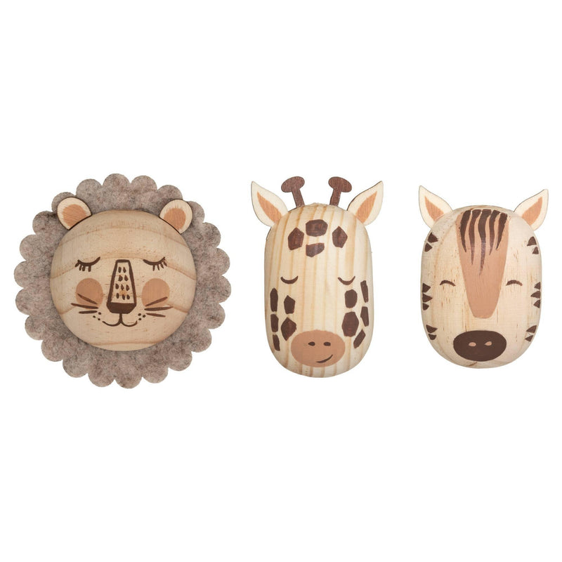 Wieszaki dla dzieci w kształcie zwierząt, 3 sztuki, drewno
