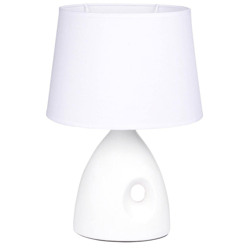 Lampa stołowa na ceramicznej podstawie, Ø 26 cm, biała