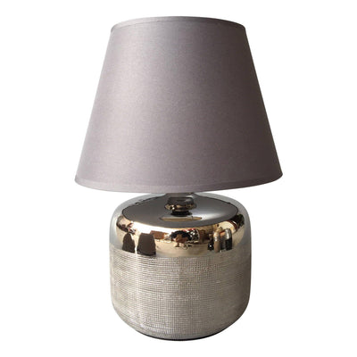 Lampa stołowa z szarym abażurem, Ø 25 cm, ceramika