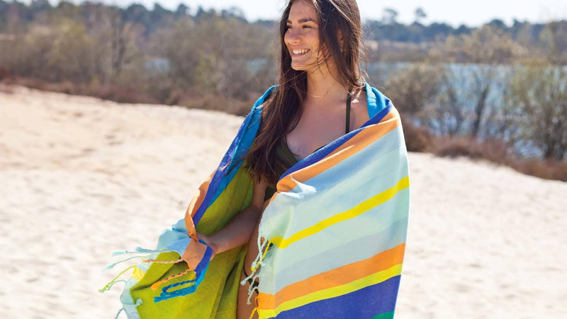 Ręcznik plażowy MAUI, w kolorowe pasy, 170 x 90 cm, REMEMBER