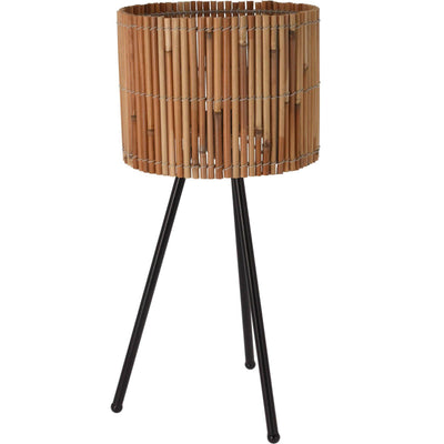 Lampa stołowa z drewnianym kloszem, wys. 54 cm, na trójnogu