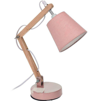 Lampka na biurko z metalowym kloszem, wys. 25,5 cm, różowa