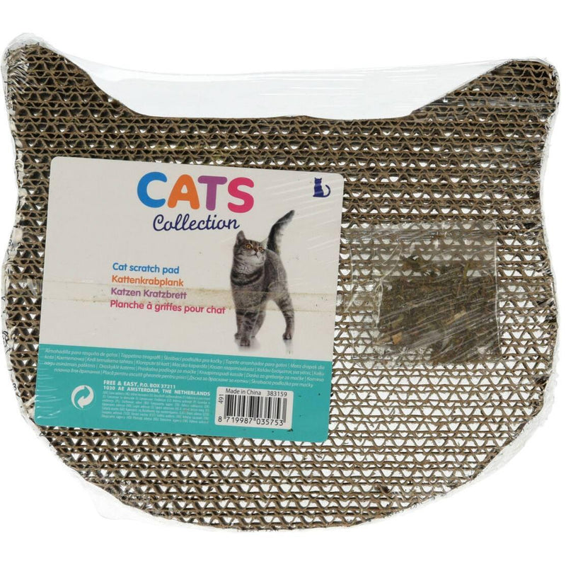Kartonowy drapak dla kota, z kocimiętką, 24 x 24 cm, kształt kota