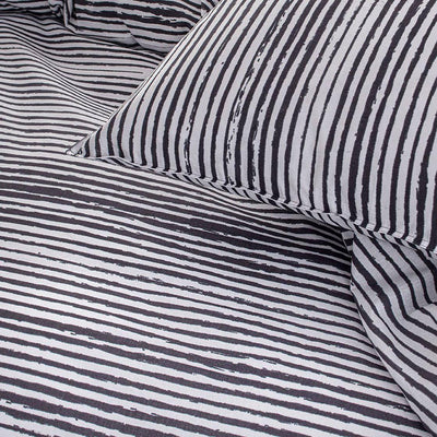 Pościel w paski, 220 x 240 cm, bawełna, biało-czarna