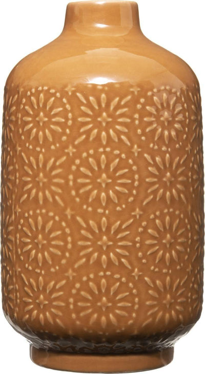 Wazon ceramiczny z tłoczonym wzorem, wys. 22 cm, pomarańczowy