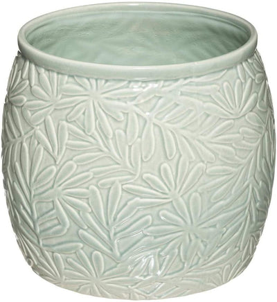 Doniczki ceramiczne z motywem roślinnym, 2 sztuki, jasnozielone