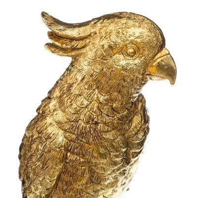 Figurka dekoracyjna z polyresinu, złota papuga, wys. 35,5 cm
