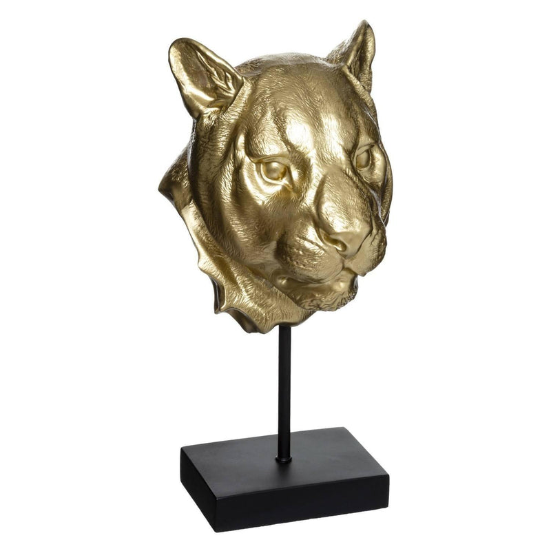 Figurka dekoracyjna z polyresinu, złota głowa lwa, wys. 37 cm