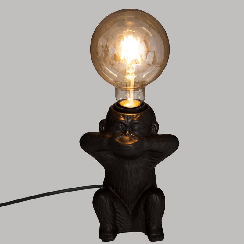 Lampa stołowa z małpą, wys. 17 cm, czarna