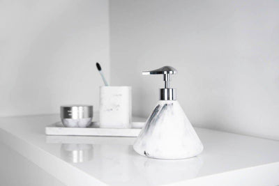 Dozownik do mydła w płynie DESIO, polyresin imitujący marmur, biały, Wenko
