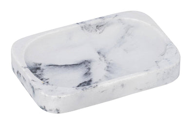 Mydelniczka łazienkowa DESIO, polyresin imitujący marmur, biała, Wenko