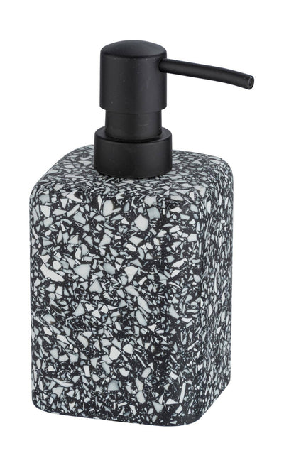 Dozownik do mydła w płynie TERRAZZO, tworzywo imitujące lastryko, czarny, Wenko