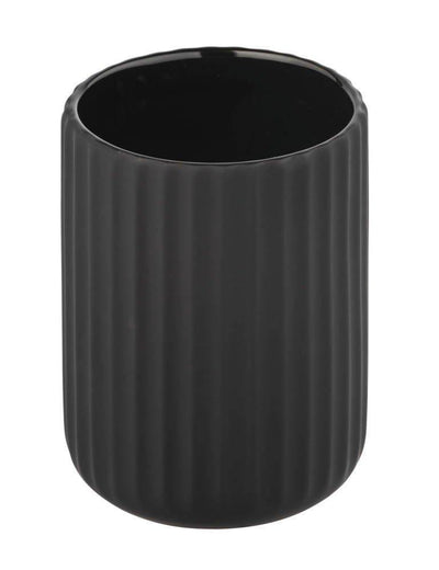 Pojemnik na szczoteczki do zębów BELLUNO, ceramiczny, czarny, Ø 8 cm, Wenko