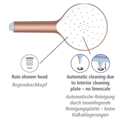 Słuchawka prysznicowa z automatycznym czyszczeniem, Ø 12 cm, rose gold, WENKO