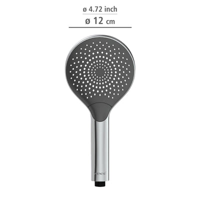 Słuchawka prysznicowa oszczędzająca wodę, Ø 12 cm, szara, WENKO