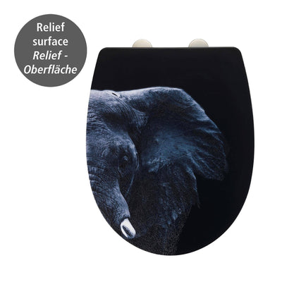 Deska sedesowa ELEPHANT z cichym domykaniem, Thermoplast, wzór zwierzęcy, WENKO