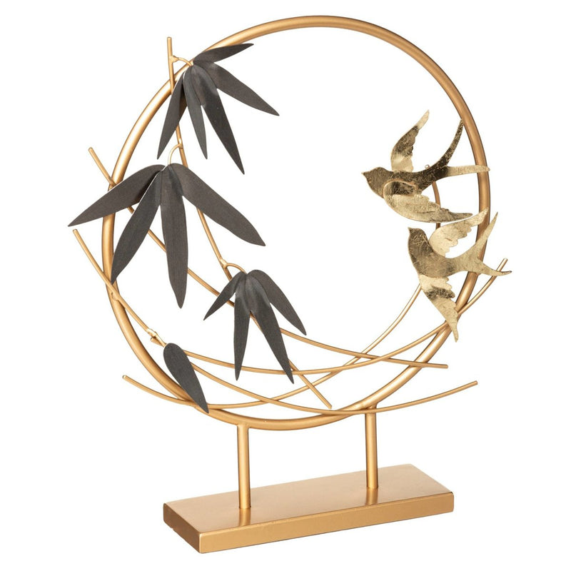 Figurka dekoracyjna z motywem roślin i ptaków, metal