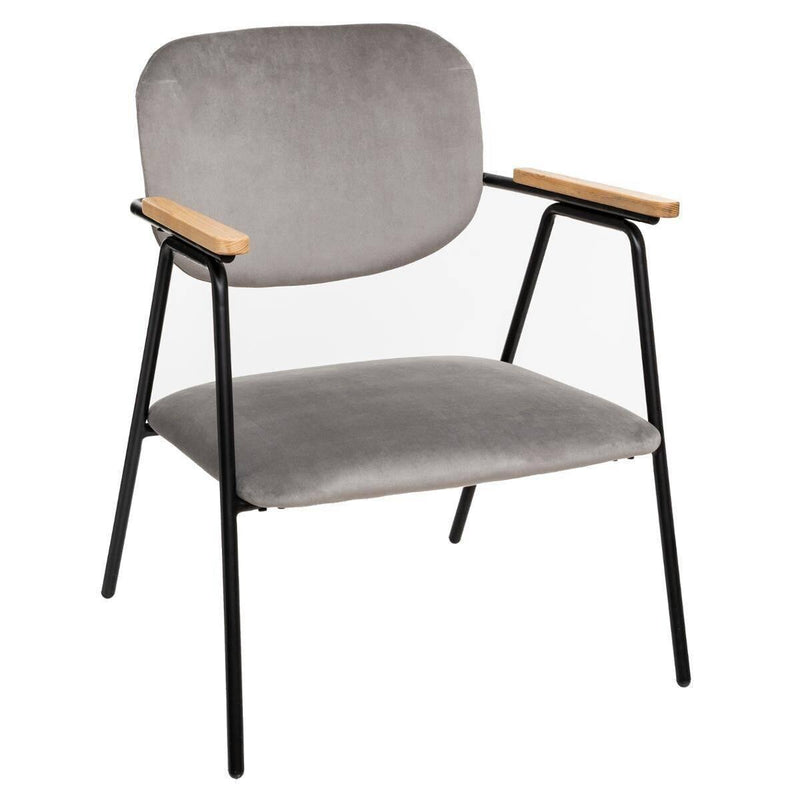 Krzesło tapicerowane z podłokietnikami, welurowe, szare