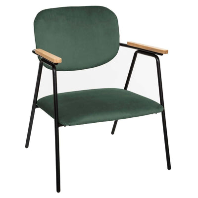 Krzesło tapicerowane z podłokietnikami, welurowe, zielone