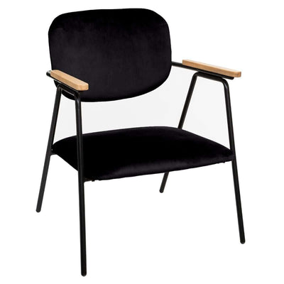 Krzesło tapicerowane z podłokietnikami, welurowe, czarne