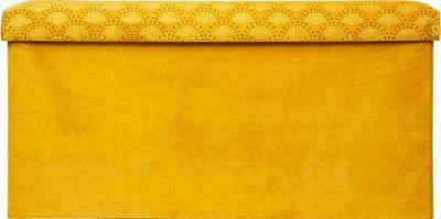 Pufa składana ze schowkiem LIAM, 76 x 38 x 38 cm, welurowa, żółta