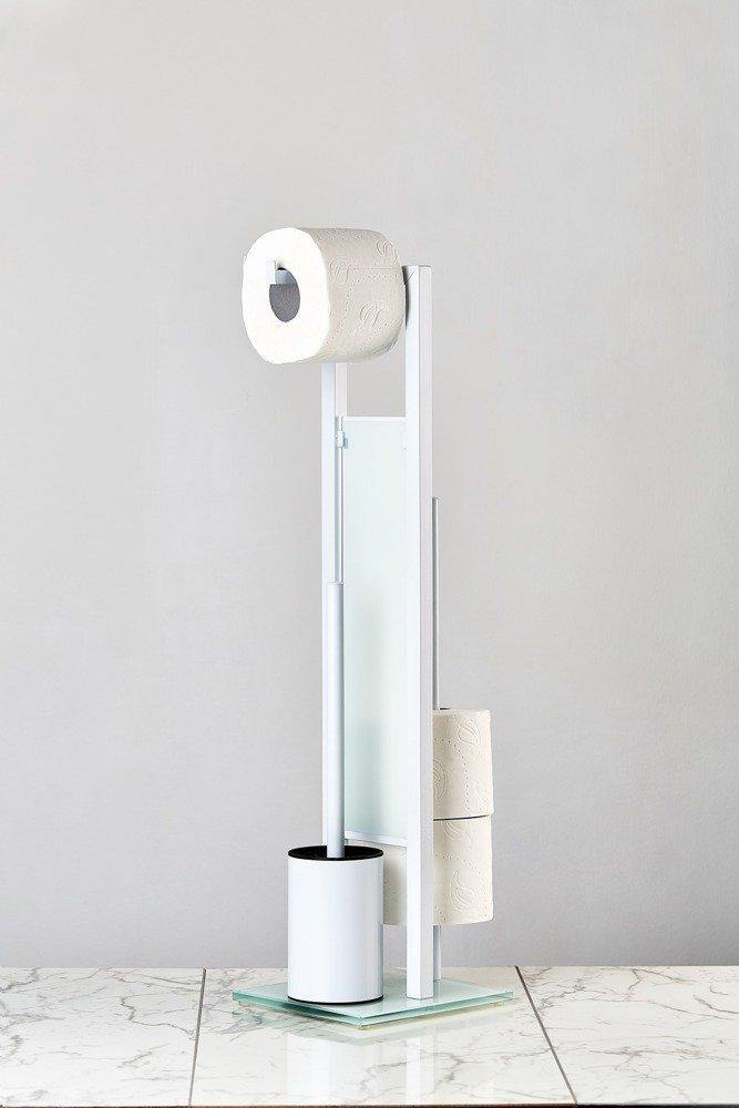 Zestaw: Stojak na papier toaletowy i szczotkę do WC, RIVALTA WHITE + kosz na śmieci CANDY WHITE - 6 l, WENKO