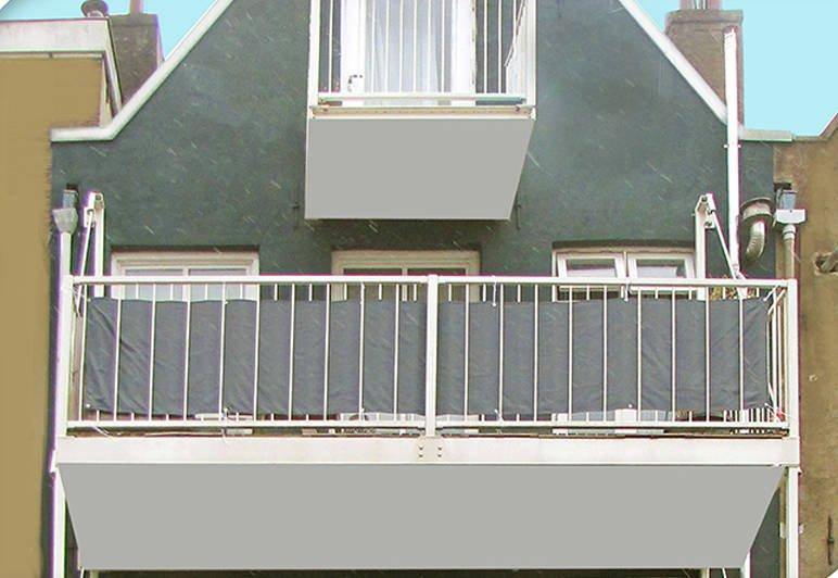 Osłona balkonowa z poliestru, 445 x 76 cm, jasnoszara