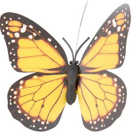 Dekoracja ogrodowa, ruchomy motyl z baterią solarną, żółty