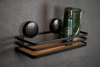 Półka łazienkowa pod prysznic ALBA Static-Loc, czarna, Wenko 