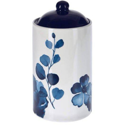 Pojemnik z pokrywką, ceramiczny, niebieski, 750 ml, wzór kwiatowy