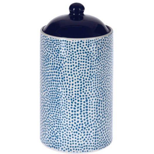Pojemnik z pokrywką, ceramiczny, niebieski, 750 ml, wzór w kropki 