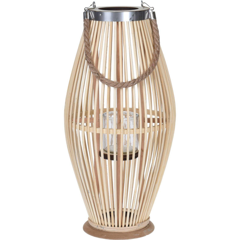 Lampion bambusowy pleciony, Ø 24 cm, beżowy