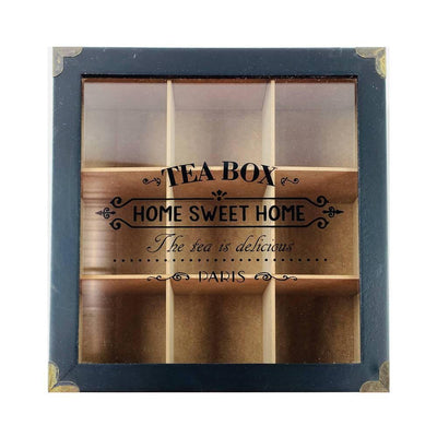 Pudełko na herbatę, MDF, 24 x 24 x 7 cm, czarne