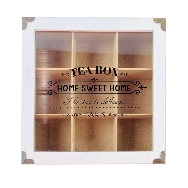 Pudełko na herbatę, MDF, 24 x 24 x 7 cm, białe