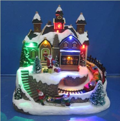 Szopka bożonarodzeniowa Wioska Mikołaja, z podświetleniem LED