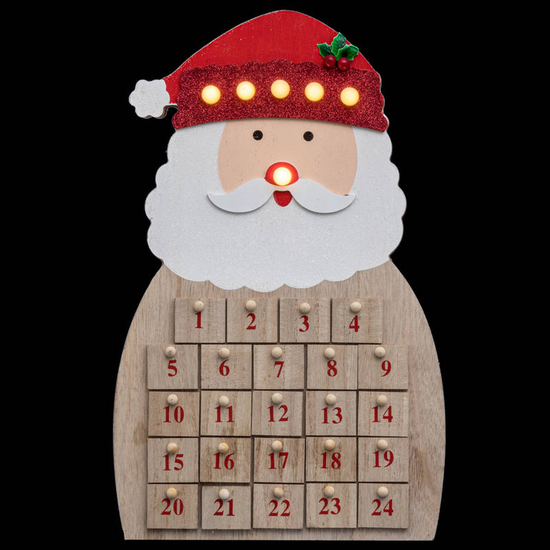 Świecący kalendarz adwentowy w kształcie Mikołaja