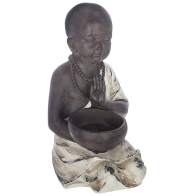 Budda figurka ZEN GARDEN, z miejscem na kadzidełka lub świeczkę, brązowa