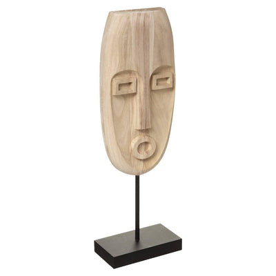 Maska drewniana SAFARI, motyw etniczny, naturalny brąz, wys. 46,5 cm