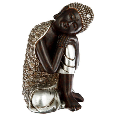 Budda figurka w srebrnej szacie, wys. 29,5 cm